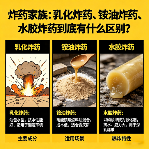 敦化炸药家族：乳化炸药、铵油炸药、水胶炸药到底有什么区别？